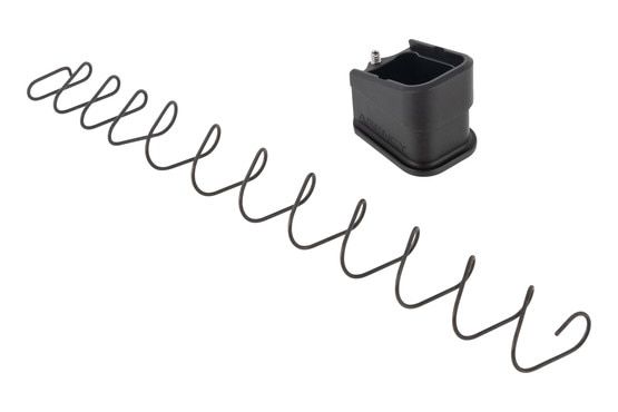 Agency Arms +5 Basepad in Black Fits GLOCK 17 17rd magazines and includes a chrome silicon alloy spring